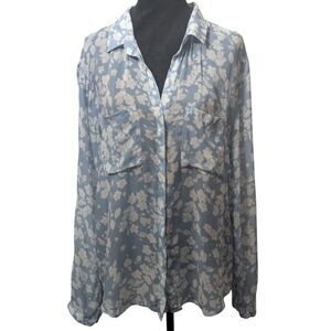 CHELSEA & VIOLET Ocean View Floral Button Down Blouse Large NWT